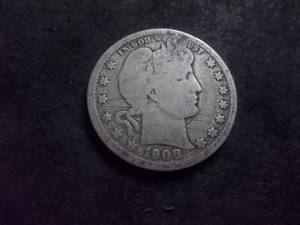 1908 O Barber Quarter