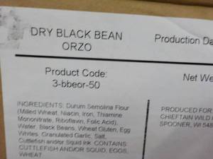 50 lb Box Dry Black Bean Orzo Pasta...