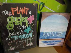 lot 346 image: Garden Sign and Canvas Print...