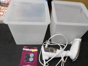 lot 362 image: 2 Plastic Storage Totes with Lids, ...