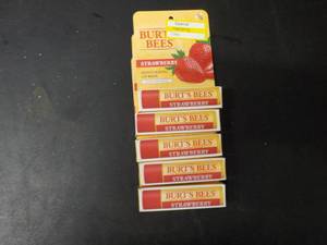 lot 363 image: 5 Burt Bees Strawberry Lip Balm...
