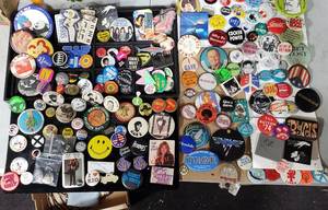 Collection Of Pin Back Buttons-Some Vintage Political, BandsMusicians