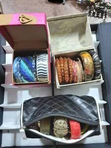 Lot Of Assorted Bangles & Cuffs With 3-Storage Cases
