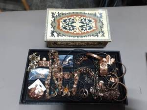 Lot Of Copper Jewelry & Jewelry Box