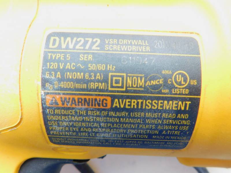 Dewalt dw272 discount vsr drywall screwdriver