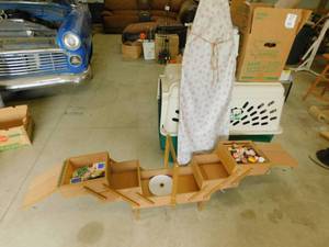 Wood Sewing Box and Ironing Board