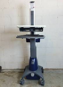 lot 18 image: WOW MSRP $4000 Ergotron StyleView Industrial Grade Mobile Laptop Or Stand UpSit Computer Workstation Height Adjustable Platform Medical COW Cart - Electronics Not Included - Battery Pack Removed