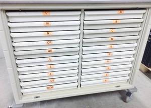 lot 11 image: MSRP $3000 High Quality Herman Miller Healthcare Double Wide 20 Drawer Medical Procedure Medication Crash Cart - Extremely Durable & Cart Drawers Are Strong & Clean