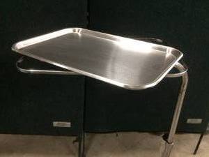 lot 27 image: Medical Mayo Surgical Instrument Stand Tray Stainless On Wheels- Height Adjustable - Good Condition