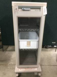 lot 28 image: MSRP $5000 Metro Starsys Glass Door Mobile Locking Storage Cabinet With 3 Slide Out Metro Steel Shelves & Storage Bin - Has Lock & Key Plus Key In Code Lock (Sorry No Combination) - Excellent Condition