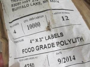 lot 56 image: 3- 4pk Rolls Food Grade Labels 4x3 ...