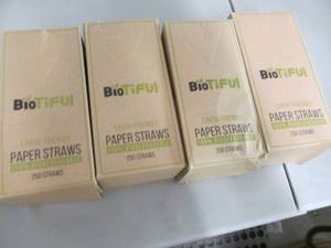 lot 93 image: 4- 250 pks Biodegradable Paper Stra...