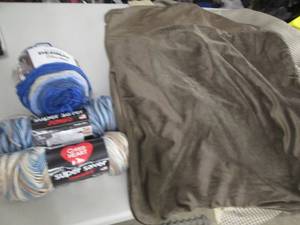 lot 107 image: 2 Large Pillow Covers, 3 Skeins Var...
