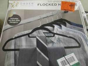 lot 119 image: 50 pc Flocked Suit Hangers Black Re...