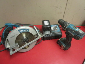 lot 130 image: MAKITA CORDLESS DRILL, MAKITA CIRCULAR SAW
