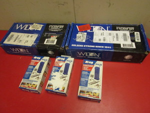 lot 137 image: WILTON C-CLAMP KITS, KREG JIG HD KITS, TENN-TEX GLASS DOOR RETAINER STARTER KIT