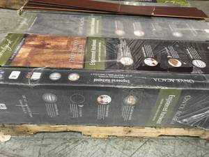 lot 28 image: PALLET WITH 11 CASES OF HOME LEGEND ONYX ACACIA HARDWOOD FLOORING CUSTOMER RETURNS SEE PICS