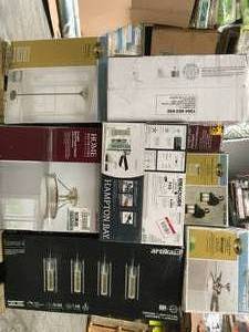 lot 35 image: MIXED PALLET OF ASSORTED HAMPTON BAY HOME DECOR COLLECTION LIGHTS & CEILING FANS CUSTOMER RETURNS SEE PICS