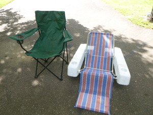 lot 55 image: Canvas Lawn Chair and Swim Floating Device