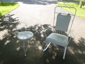 lot 58 image: White Rocker and Parlor Chair