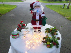 lot 115 image: Santa, Reindeer Belt with Bells and Miscellaneous Christmas Items