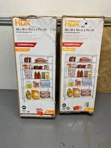lot 12 image: HDX Lot of 2- Heavy Duty 6-Tier Wire Shelving Unit in Chrome (48 in. W x 72 in. H x 18 in. D)