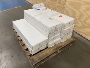 lot 16 image: HOME DECORATORS COLLECTION Lot of 10 Cases (260 sq ft) of Hand Scraped Strand Woven Hazelnut 38 in. T x 5.20 in. W x 36.02 in. L Click Lock Bamboo Flooring (26.00 sq. ft. case) Retail price is $75.13 per case.