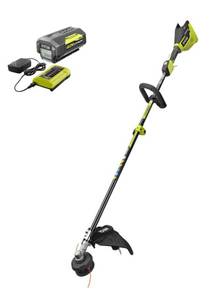 lot 29 image: RYOBI 40-Volt Lithium-Ion Brushless Electric Cordless Attachment Capable String Trimmer 4.0 Ah Battery and Charger Included