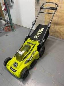 lot 32 image: RYOBI 40-Volt Lithium-Ion Brushless  20 in. Cordless Lawn Mower