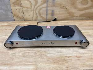 lot 49 image: PROFESSIONAL SERIES Stainless Steel, Double Burner, Cast Iron Hot Plate