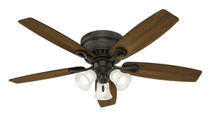 lot 89 image: HUNTER Oakhurst 52 in. LED Indoor Low Profile New Bronze Ceiling Fan with Light Kit
