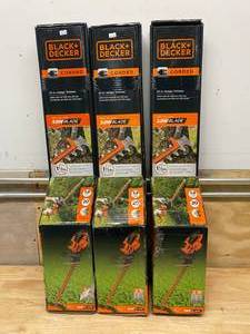 lot 94 image: BLACKDECKER Lot of Three- 20 in. 3.8 Amp Corded Electric Hedge Trimmers