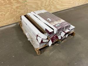 lot 104 image: HOME DECORATORS COLLECTION Lot of 13 Cases of Wire Brushed Strand Woven Cocoa Bean 38 in. T x 5-15 in. W x 36.02 in. L Engineered Click Bamboo Flooring.  Retail Price is $2.69 per sq. ft.