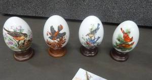 Hand Painted Eggs, fake Ceramic Book and Vase