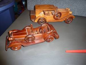Group of Wooden Cars, Pickup and Wagons