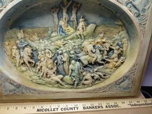 Antique Crucifixion Plaster 3D Diorama