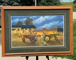 lot 261 image: BRAGGING RIGHTS Tractor Pull Print, Barnhouse - International IH, John Deere tractors