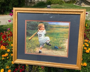 lot 284 image: NUMBER 10 Baseball Theme Print, professionally framed & matted