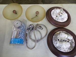 lot 19 image: Hand held shower heads with pair of Lights