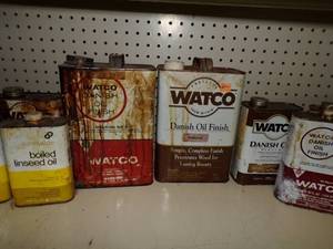 lot 100 image: Danish Oil and Paint thinners some full some partial