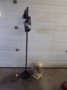 lot 104 image: Floor Lamp and Oscillating fan