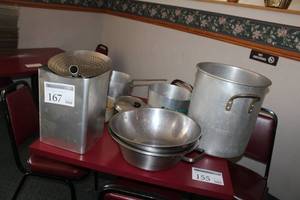 lot 167 image: Pans, Pots, Lids, Bowls, Strainer