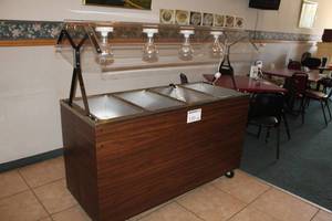 lot 110 image: Vollrath NSF Commercial 60in. Hot Food Table w 4-Wells and Enclosed Base 38945