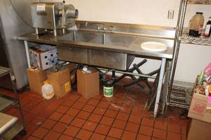 lot 126 image: Commercial NSF Stainless Steel Double-Basin Sink with Fixtures