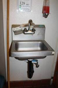 lot 129 image: Advance Food Service Equipment, Inc. Commercial NSF Stainless Steel Wall-Mount Single-Basin Sink with Fixtures