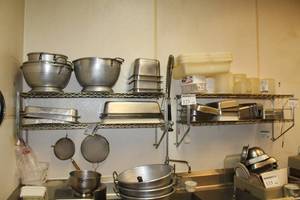lot 123 image: NSF Stainless Steel Wire Wall-Mount Storage Rack 2-tier