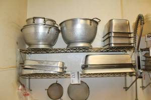 lot 132 image: Commercial NSF Stainless Steel Collanders, Serving Pans, Storage Containers