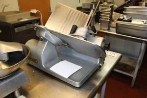lot 114 image: Hobart NSF Commercial Stainless Steel Heavy Duty Countertop 12in. Blade Deli Meat and Cheese Slicer 1612