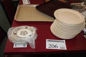 lot 206 image: Dinner Plates 20in., Decorative China Saucers 6.5in.