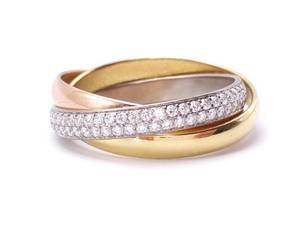 Cartier Diamond Trinity Diamond Ring Tri-color 18k Gold Box, Bag, Certificate $12,000 Retail